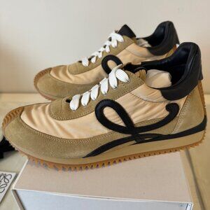 Loewe Flow Runner 2.0 Sneakers Gold Black Suede Nylon EU 38 US 8 LFR2282X05
